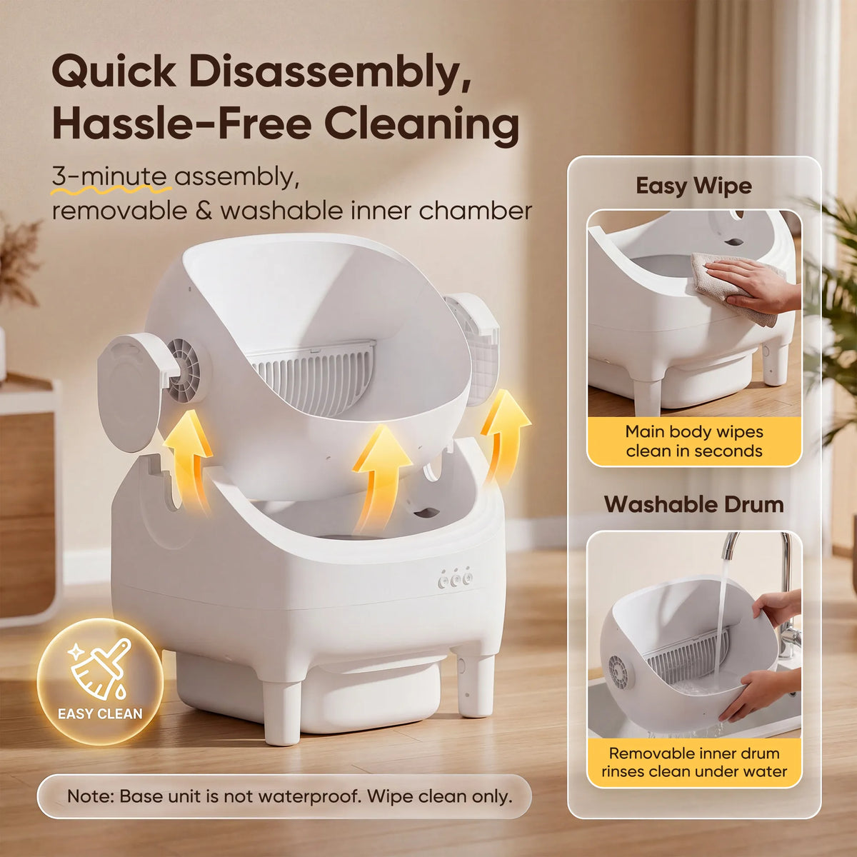 Warcat Open Top Self-Cleaning Litter Box Semi-Open for 10 Days Scoop-Free, White