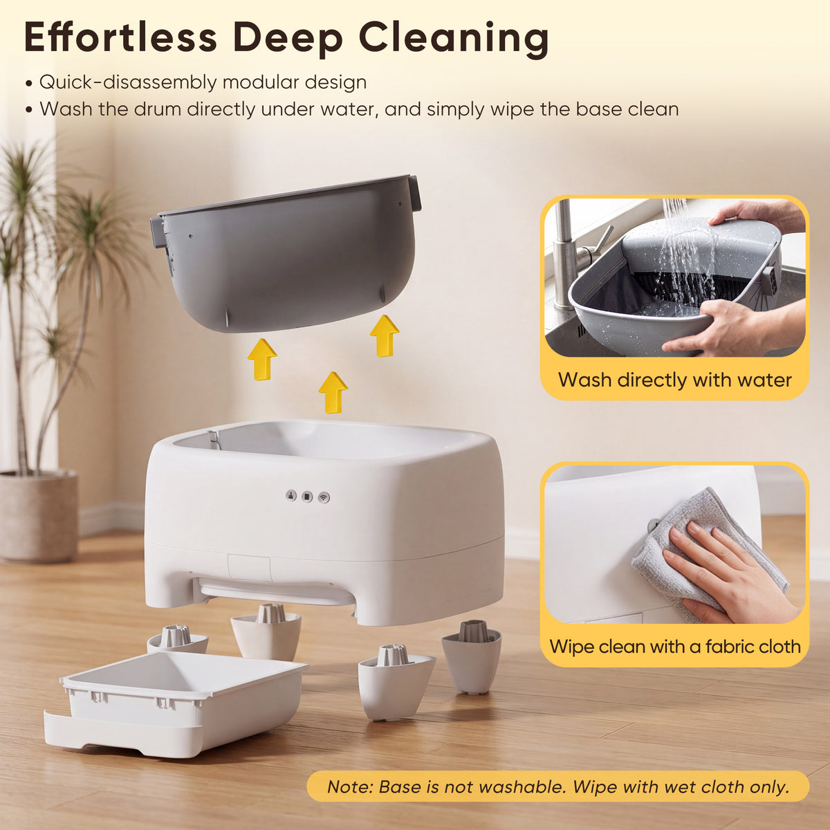 Warcat Open Top Self-Cleaning Litter Box for Small and Medium Cats, White & Gray