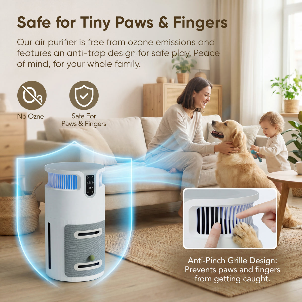 Warcat Pet Air Purifier with Cat Scratcher, HEPA Filter and APP, Covers 320 sq ft