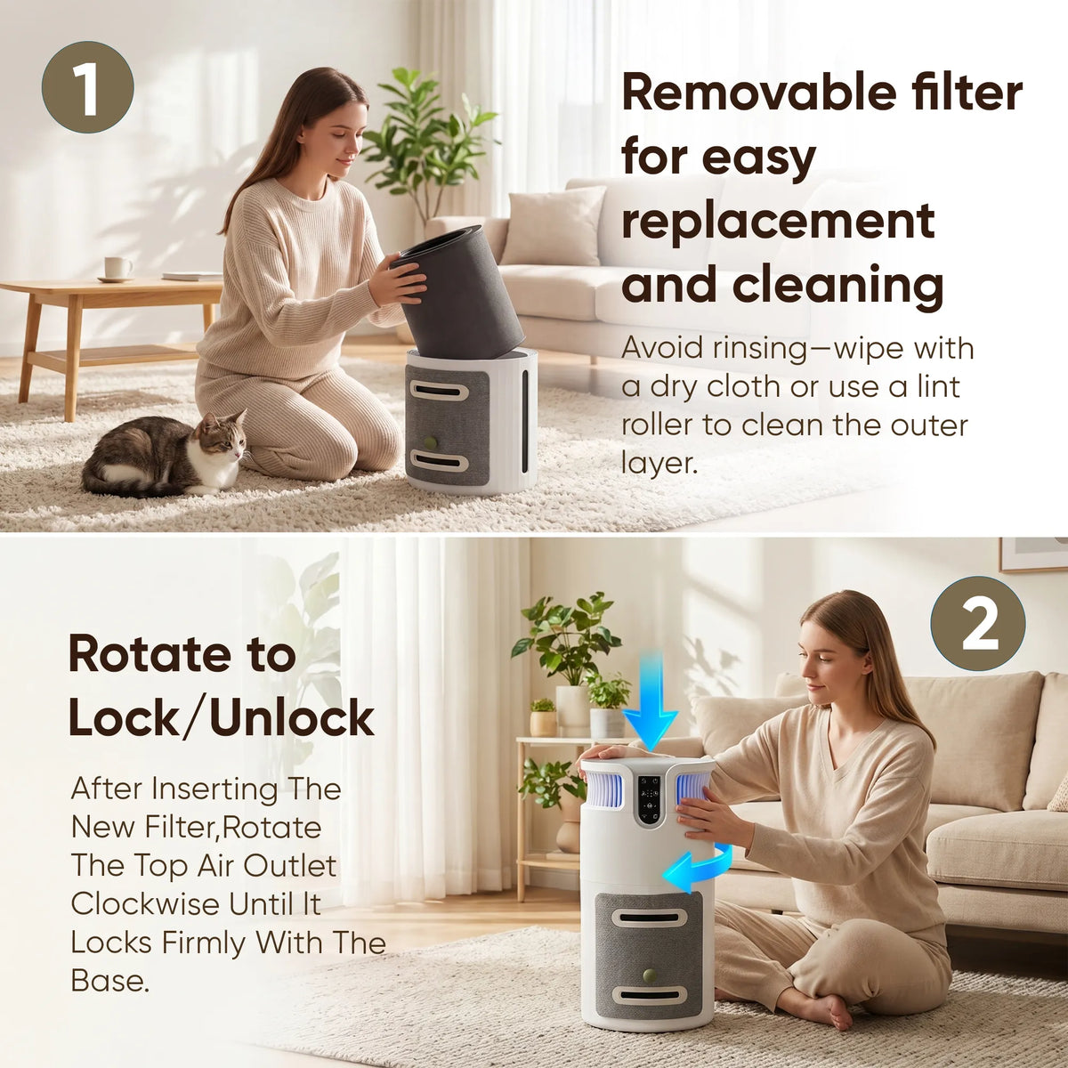 Warcat Pet Air Purifier with Cat Scratcher, HEPA Filter and APP, Covers 320 sq ft