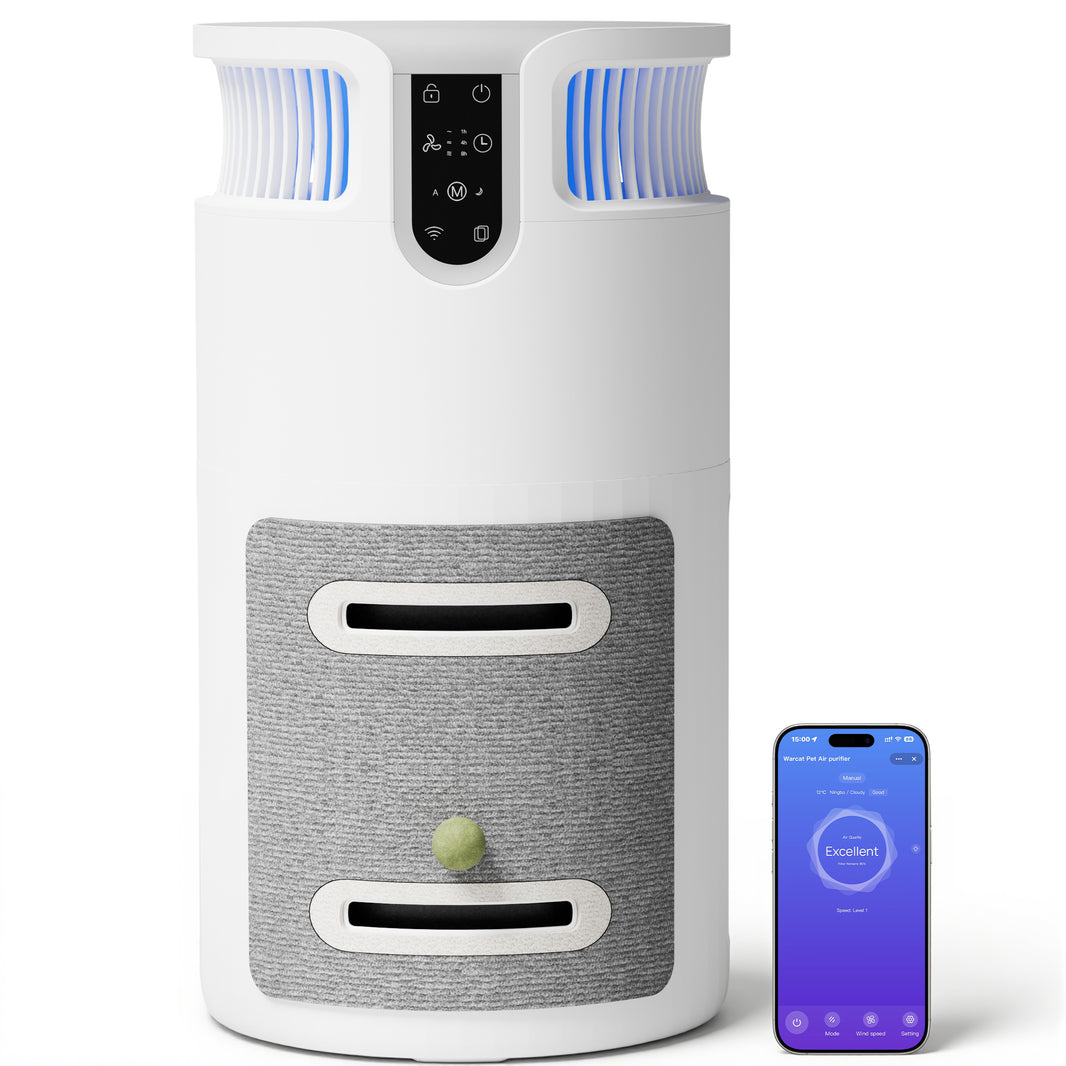 Warcat Pet Air Purifier with Cat Scratcher, HEPA Filter and APP, Covers 320 sq ft